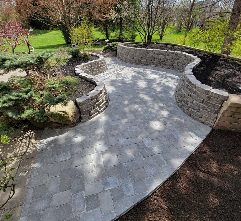 Paver walkway and stone wall install for Hendricks County
