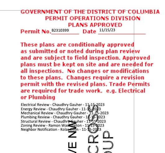a notice card for the department of the state of columbia