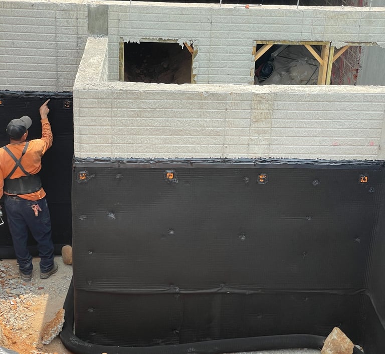 a man in a construction site with a building being built