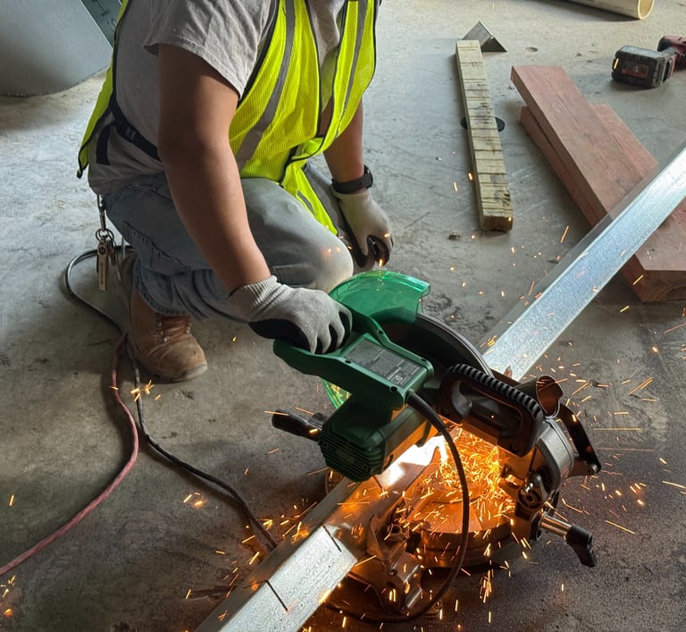 Professional steel stud framing by BBCDC, Washington DC's premier general contractors for high-end commercial and residential