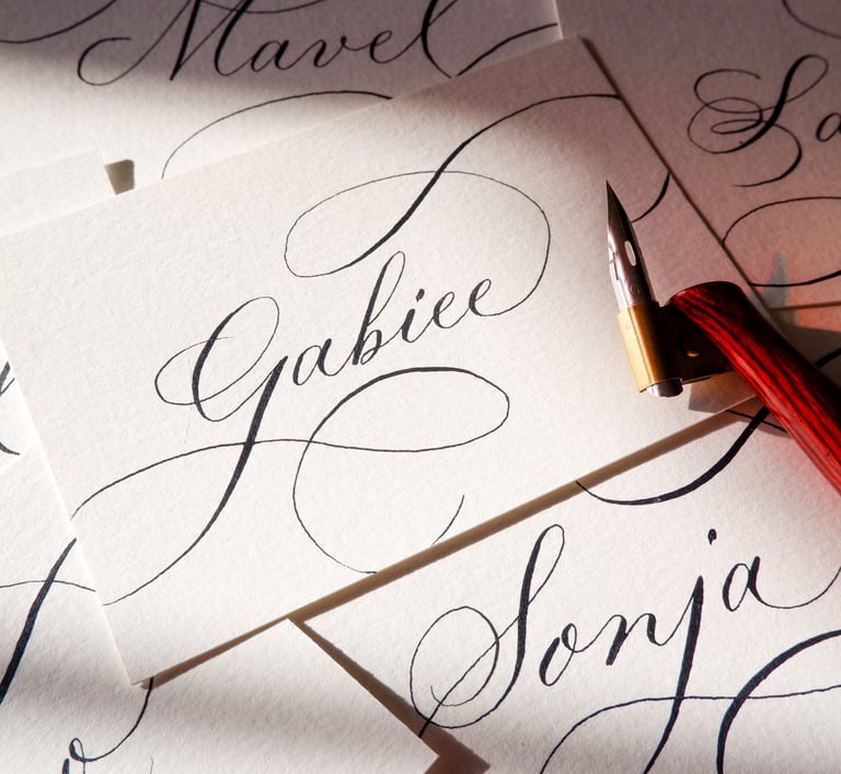 customized place cards for social events written by New York City calligrapher Handwritten by Belle