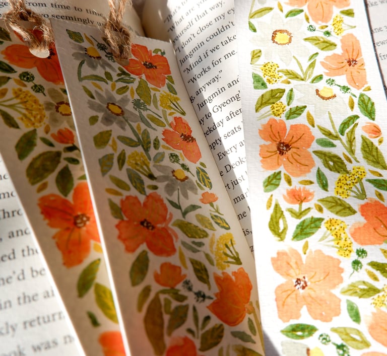 customized bookmarks painted with watercolor florals by NYC illustrator Handwritten by Belle