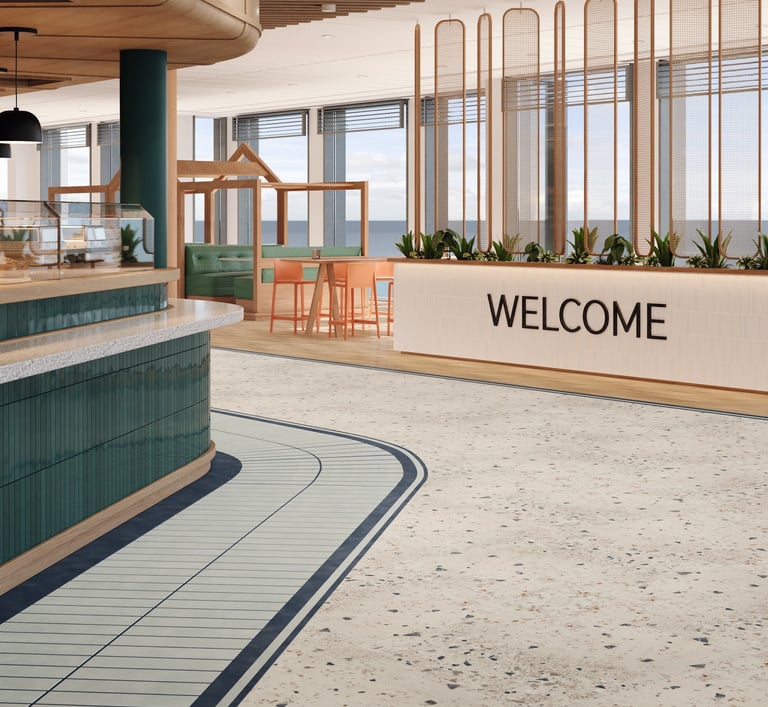 Laivo bendrų erdvių grindys