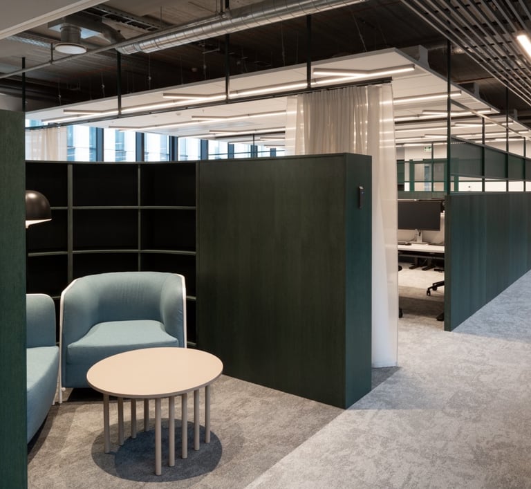 Akustiniai sprendimai biure su Vescom