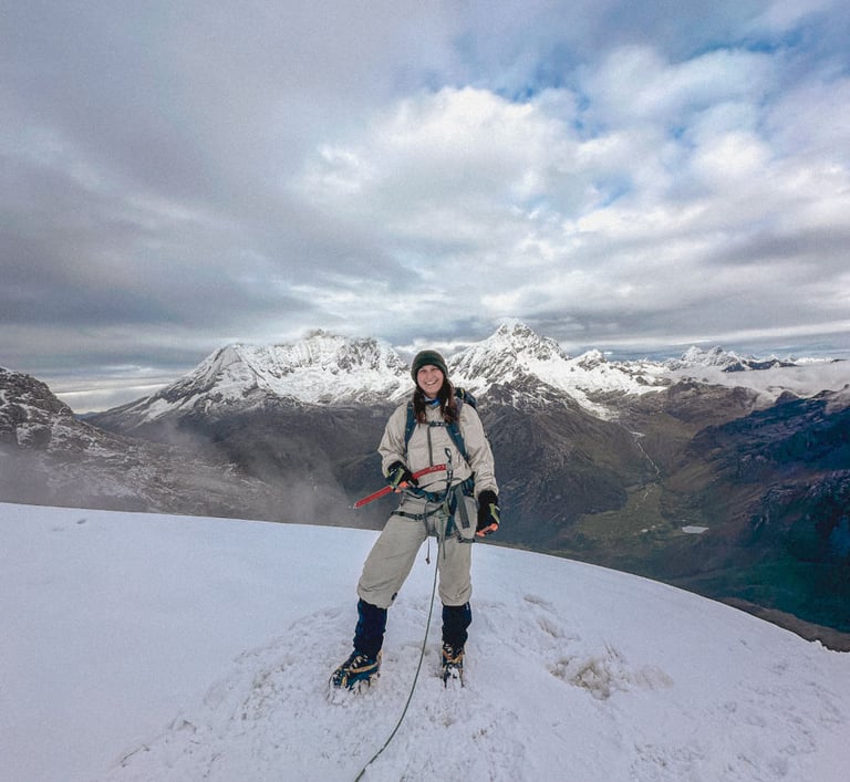 Girl standing on the top of Nevado Mateo in Peru, South America