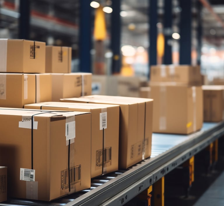 Cajas en los depósitos de almacenamiento de Pro Cargo