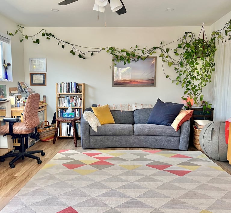 Office east side - Cozy couch/floor seating and indoor movement space