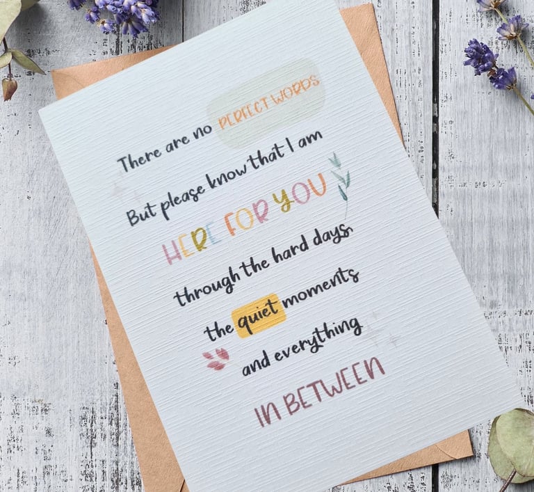 A sympathy card with a unique verse on the front. 
