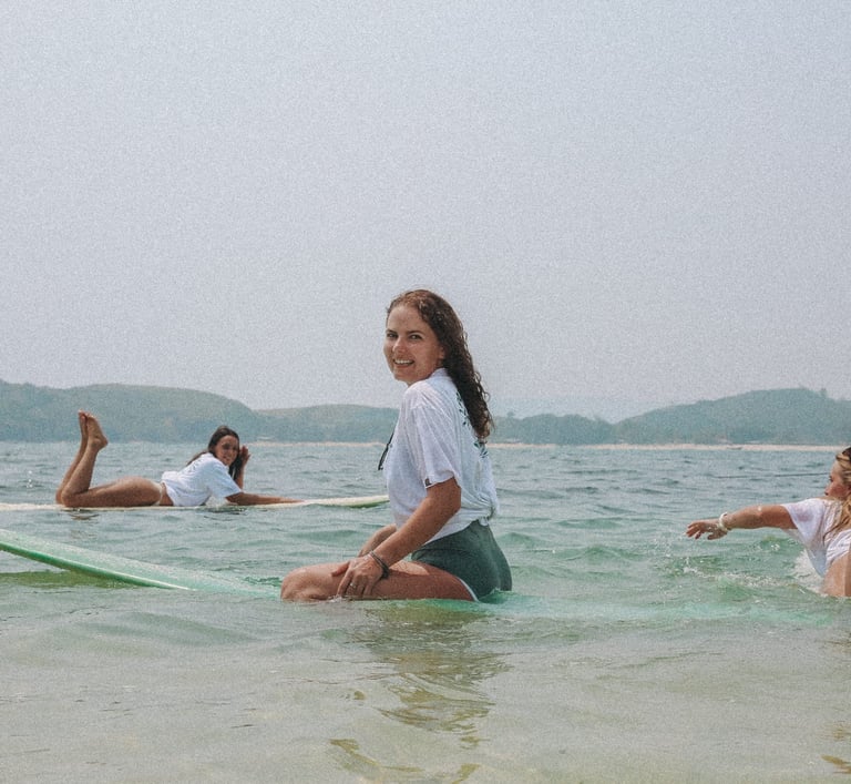 Girls enjoying surf in lombok
