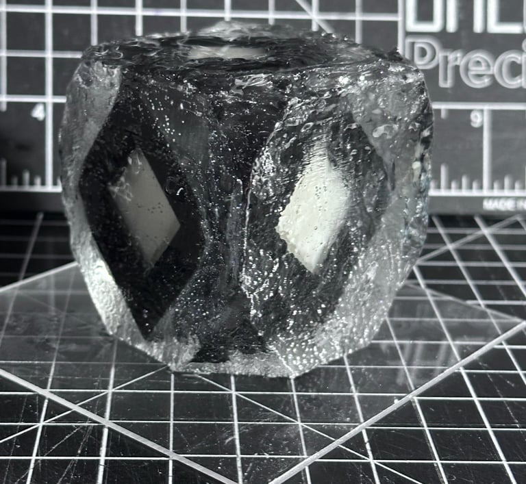 photo of a 3d printed alien eye rock 