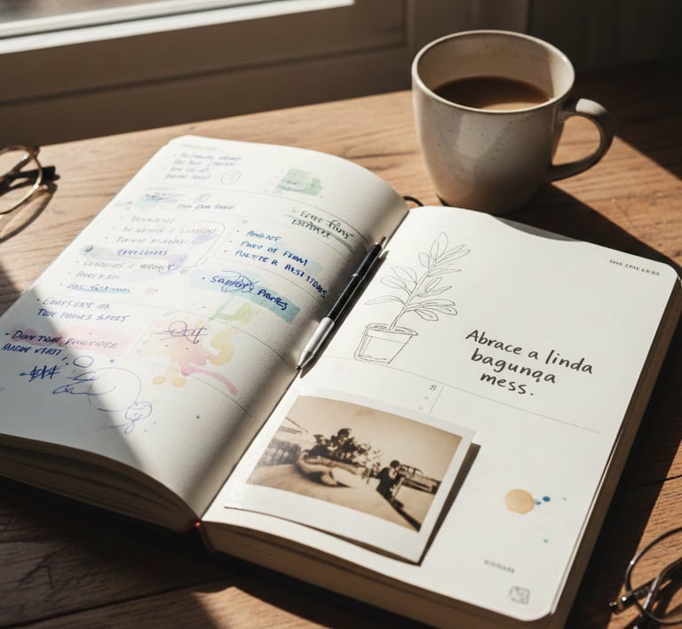 a book opened to show a book with a cup of coffee