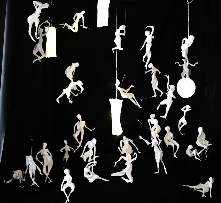 mobiles paper caracters movement sculpture