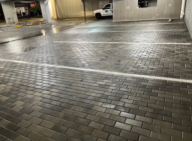 parking garage entrance pavers pressure cleaning