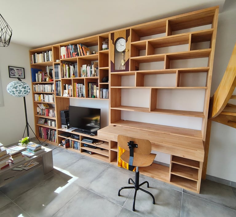 Grande bibliothèque bois Thiriat Aubin