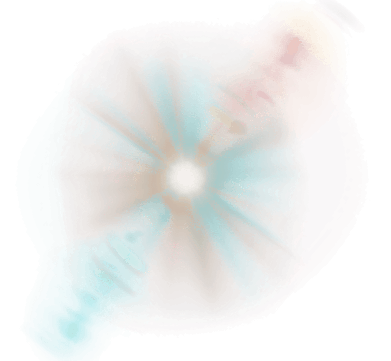 A colorful, blinding light.