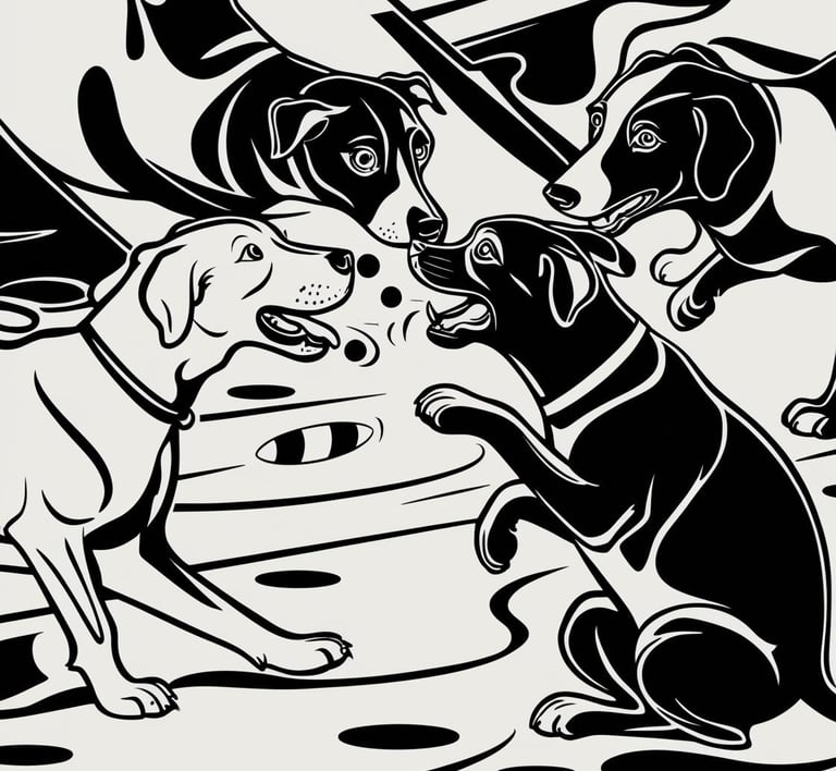 Dogs playing with each other in a park