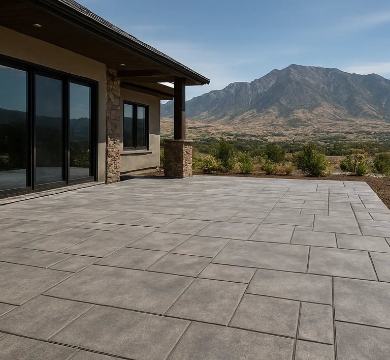a patio with  mountain view in Eagle Mountain