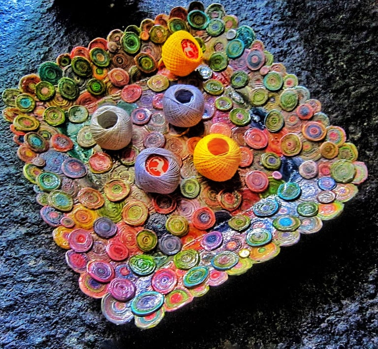 Recycle paper colorful plate for storage embroidery floss