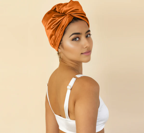 Promeed 100% mulberry silk hair turban, OEKO-TEX certified, protects hair moisture and reduces frizz