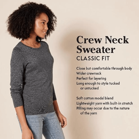 best travel outfits for women, women wearing crew neck sweater