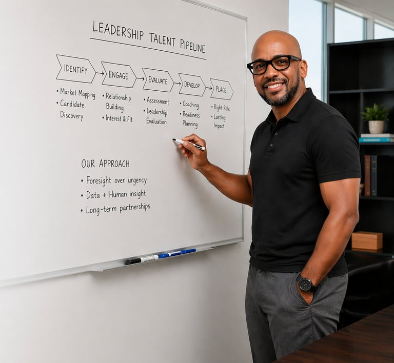 Chris Bell presenting proactive leadership talent strategy and executive hiring pipeline