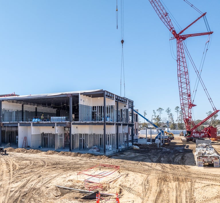 Drone image of construction site
