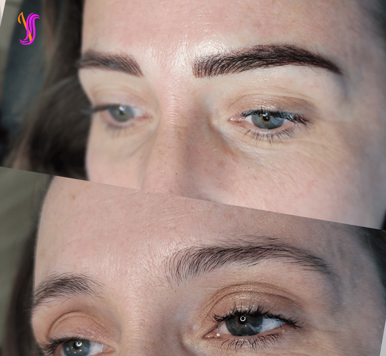 Close-up of beautiful fusion brow on a client
