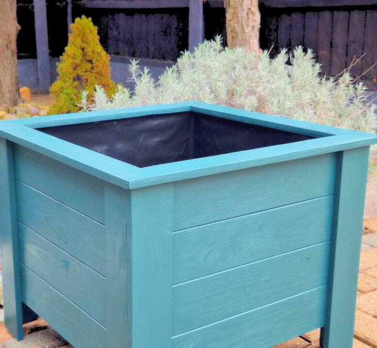 large wooden planter raised box painted handmade