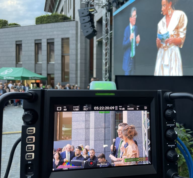 Kamerasetup auf Bühne bei Einweihungsfest