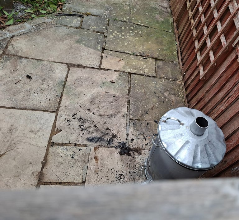 www.truthincontext.co.uk Paving on rear patio intact. Only trespassing area cut and returned.