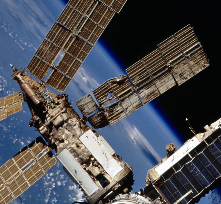 Mir space station damaged after collision with the Progress supply spacecraft