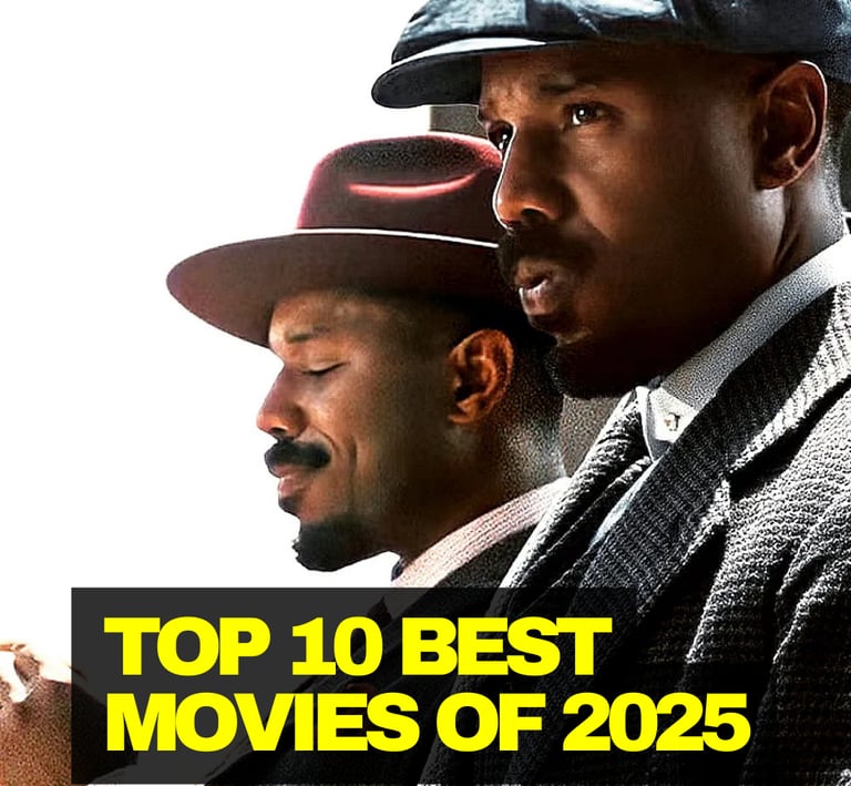 two men in suits and hats with the words top 10 best movies of the year