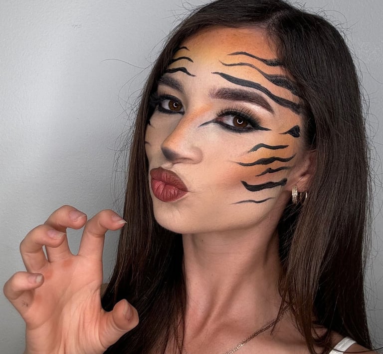 Tiger inspired makeup look for Halloween