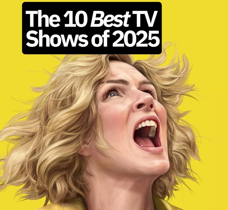 a woman with a yellow jacket and yellow jacket with the words the 10 best tv
