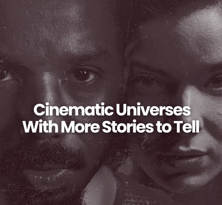 a man and woman in black and white with text cinematic universe