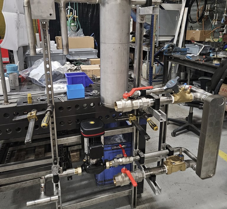 heat exchanger, stainless steel pipe welding, montage