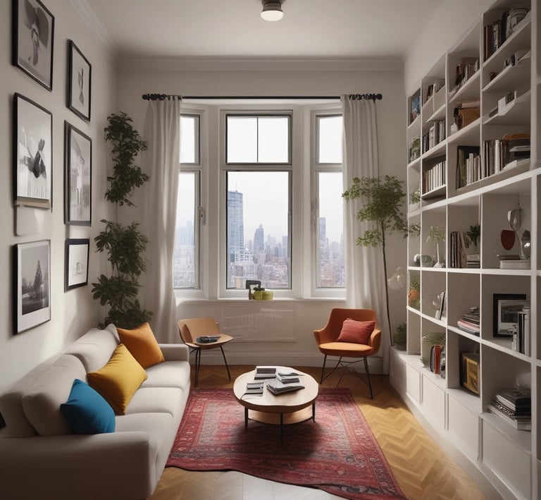 A vibrant city street scene outside a boutique hotel, showcasing diverse architecture and lively atmosphere.