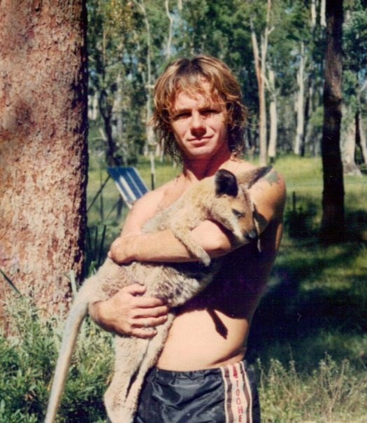 man holding kangaroo