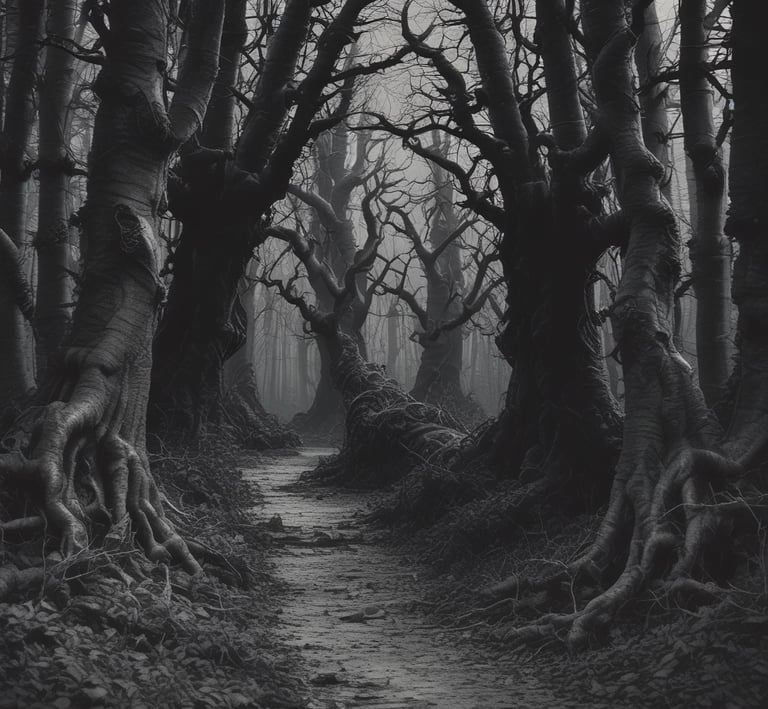 A mystical landscape showing Galen standing at the edge of a glowing void, with Al-Garran looming protectively behind him.