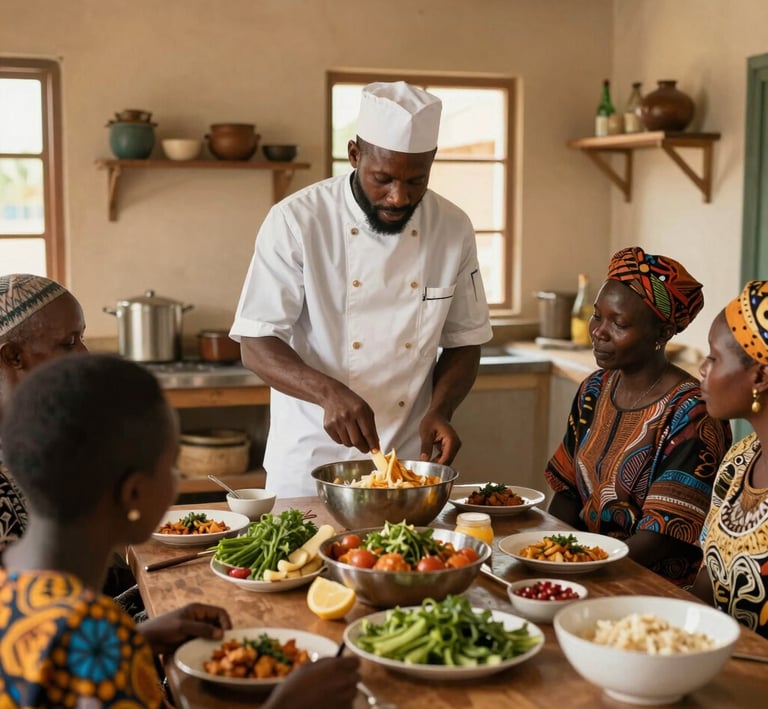 Close-up of a beautifully set outdoor dining table with elegant place settings and soft candlelight.