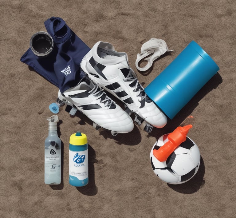 A colorful tote bag overflowing with essentials like sunscreen, water bottles, and first aid supplies.