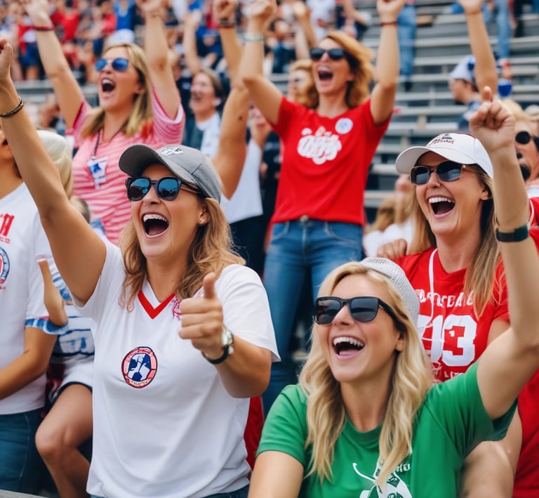 A vibrant soccer field with kids and parents cheering on a sunny afternoon.