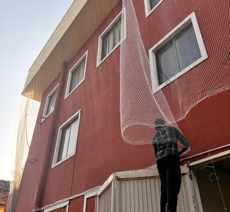 Finished duct nets blending seamlessly with the industrial interior of a Bengaluru facility.