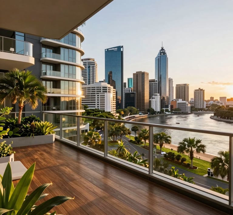 Modern beachfront townhouse with glass balconies overlooking turquoise waves.