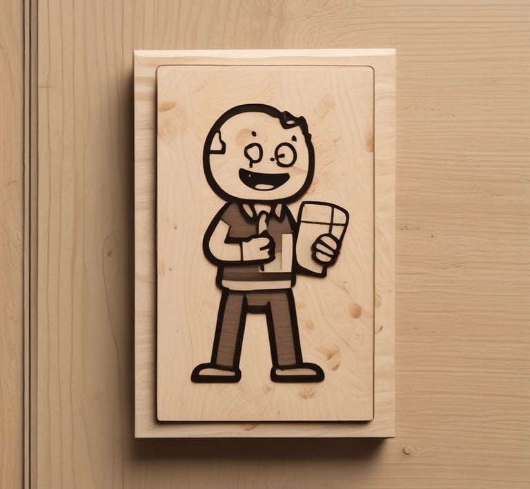 Hand holding a small, engraved wooden keychain with personalized initials.