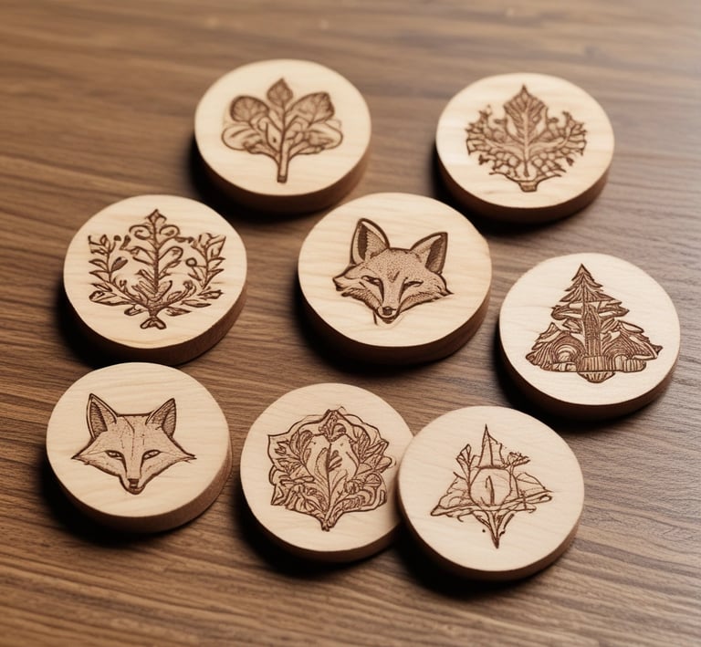 A warm-toned wooden wall art piece featuring delicate laser-cut geometric shapes.