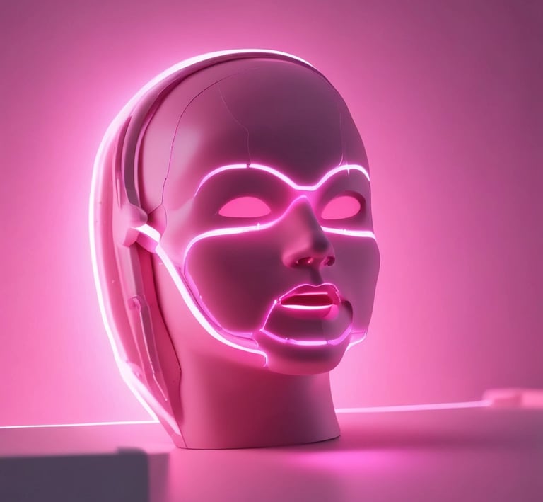 Minimalist flat lay of various beauty devices with a gentle pink backdrop.