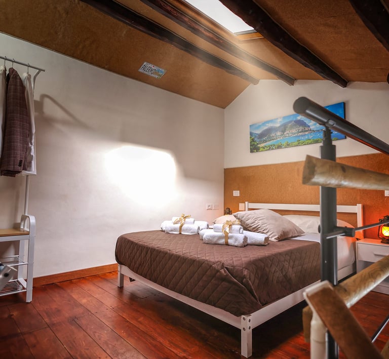 vista camera da letto con finestra sul tetto