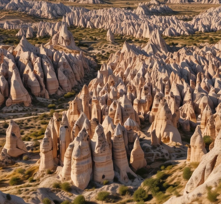 A vibrant hot air balloon soaring over the fairy chimneys of Cappadocia at sunrise.