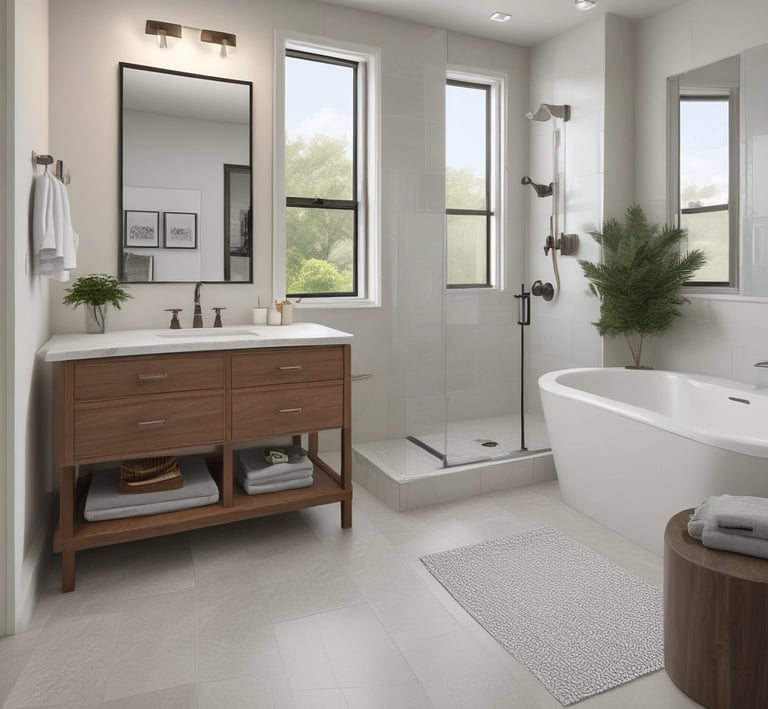 Close-up of a handyman fixing a leaky faucet in a bright bathroom.